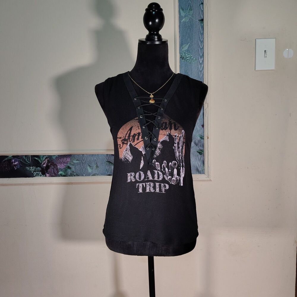 VTG Inspired Distressed Biker Chic Tank Top Wmns Size S/M/T49